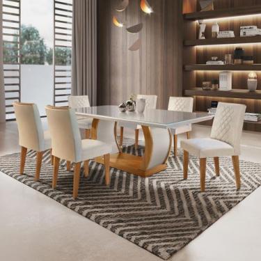 Imagem de Conjunto Sala de Jantar Mesa Tampo de Vidro 6 Cadeiras Luanda - Rufato