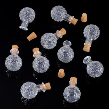 Imagem de 10 peças de frascos de vidro de 2,85 x 1,95 cm (1,12 x 0,77 pol.) Recipientes de contas com rolha de cortiça, garrafa de desejos para embalagem de armazenamento de contas, artesanato artesanal faça