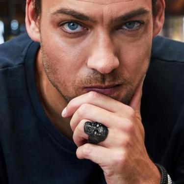 Imagem de Anel masculino com caveira de aço inoxidável com nó celta viking, banhado a ouro/prata/preto, joia gótica, tamanho 7-14, 13, Aço inoxidável, Sem pedra preciosa