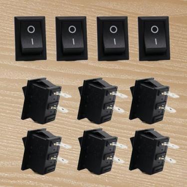 Imagem de Interruptor basculante redondo de 12 V, interruptores liga/desliga, pequeno, mini interruptor de 12 volts, 2 pinos, CA, 6A, 250V, 10A, 125 V, 12 VCC, KCD1, preto para carro, barco automotivo (5 peças