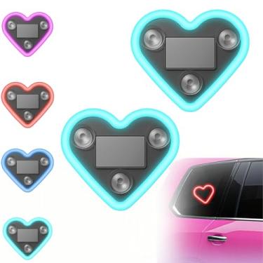 Imagem de Luz ambiente de carro LED em forma de coração movida a energia solar - 2026 novo triângulo de carro ou luz de janela traseira lâmpadas de atmosfera interior automotivo para decoração romântica e dia