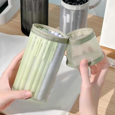 Imagem de Estojo de lápis, porta-canetas de grande capacidade, suporte transparente para mesa, escritório, acessórios para organizar materiais de escritório, estilo 10