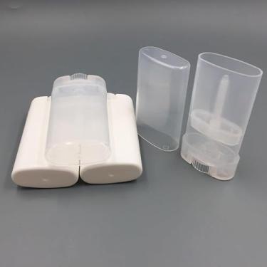 Imagem de 3 recipientes de desodorante de perfume recarregáveis, tubo vazio para bálsamo labial, plástico, branco/preto, tubos de batom cosméticos portáteis de 15 ml (transparente)