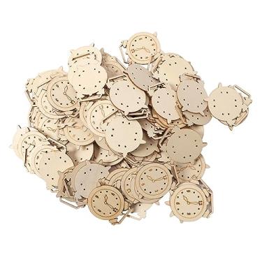 Imagem de GLOGLOW Recortes de Papelão 100 Unidades de Recortes de Madeira Inacabados, Formato de Despertador, Peças de Madeira, Pintura Em Branco, Enfeites de Artesanato para Decoração de Festa Em Casa,