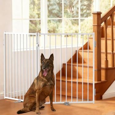 Imagem de No Pawblems Portão livre para cães com porta, cerca dobrável de 91 cm de altura para cães para ambientes internos e externos, portão extra largo para filhotes de até 135 cm para escadas, corredores