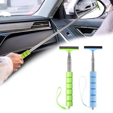 Imagem de Rodo de para-brisa com alça telescópica pacote com 2 ferramentas extensíveis de limpeza de janela de carro com esponja e lâmina de borracha (azul, verde)