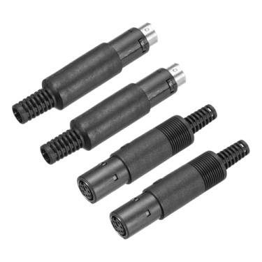 Imagem de 2 conjuntos de mini soquete S-Video DIN de transmissão de sinal de 6 pinos mini plugue DIN para leitor de TV DVD computador (plugue PS/2 macho e fêmea)