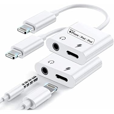 Imagem de CHAOPAI [Certificado Apple MFi] Adaptador Lightning para fone de ouvido de 3,5 mm 2 em 1 Aux Audio + Charge iPhone Splitter Adaptador de fone de ouvido para iPhone 13/12/11/XS/XR/8/7/SE 2020, suporta todos os iOS (pacote com 2)