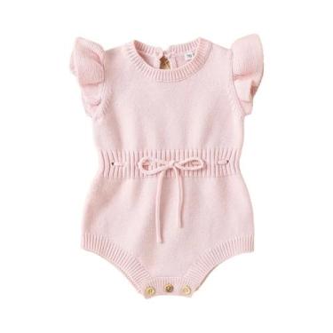 Imagem de Macacão De Lã Sólido Para Meninas Bebês De 0 a 2 Anos, Manga Flutuante