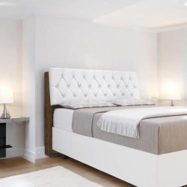 Imagem de Cabeceira Estofada ísis Queen Malbec Com Capitonê Branco