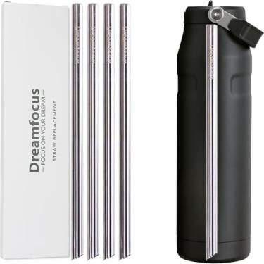 Imagem de Dreamfocus Canudos de metal reutilizáveis de aço inoxidável de substituição para Stanley IceFlow Aerolight Flip Straw 2.0 garrafa 1,020 g pacote com 4