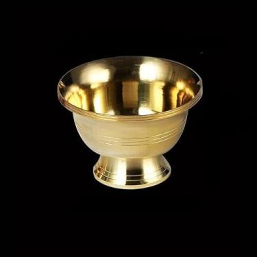 Imagem de Tigela de cobre puro latão pequeno auspicioso tibetano sagrado criativo copo de água chá presente dourado para casa budista decorativo (7 cm)