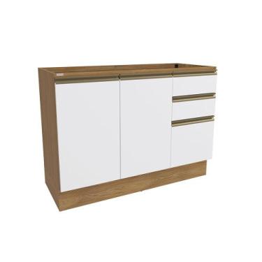 Imagem de Balcão de Pia Celeste Kappesberg 100% MDF 2 Portas 3 Gavetas Nogueira/