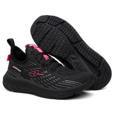 Imagem de Tênis Feminino Academia Advanced Elite Leve e Respirável (Preto e Rosa, BR, Adulto, Numérico, 34)