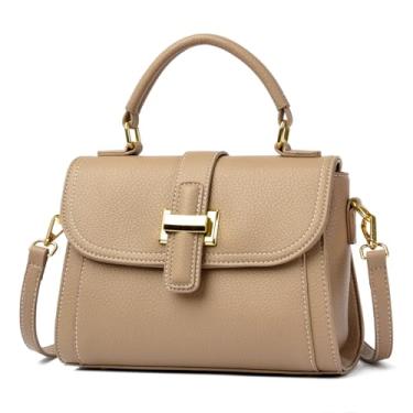 Imagem de Movefad Bolsa tiracolo feminina de couro PU com fivela dourada, bolsa de ombro pequena chique, bolsa leve com vários bolsos, Damasco (520)