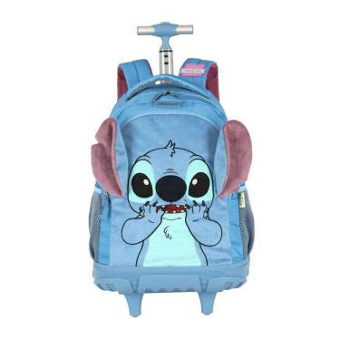Imagem de Mochila Stitch Rodas Meninas Viagem Peluciado Escolar Disney