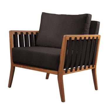 Imagem de Poltrona Helena Luxo Madeira Maciça Castellar Móbile Corino Preto Corino Preto