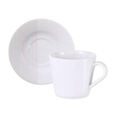 Imagem de Xicara De Chá Café Com Pires 70Ml Grid Porcelana Tramontina