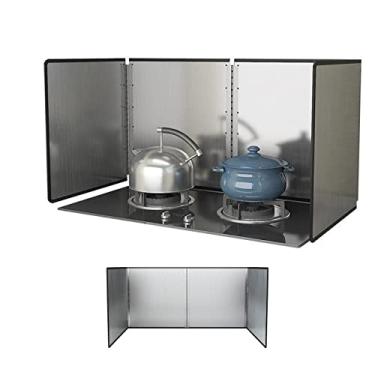 Imagem de HYUIO Tela contra respingos de óleo, proteção antirespingos de aço inoxidável para cozinhar em fogão, protetor dobrável antiaderente de 3 lados para proteção de cozinha