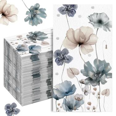 Imagem de Epakh 100 peças de toalhas de convidadas de papel a granel guardanapo floral 2 camadas descartável boho vintage flores guardanapos de jantar aquarela primavera decorativa toalha de mão botânica para