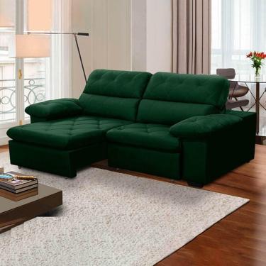 Imagem de Sofa Retratil Reclinavel 2 Lugares 2,50m Crystal Veludo Verde Lansofbr