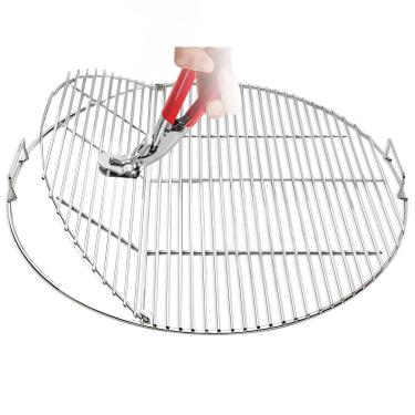 Imagem de Grelha redonda de aço inoxidável premium, prata, 66 cm, design de padrão de onda, superfície de cozimento resistente