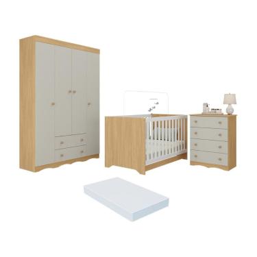 Imagem de Quarto de Bebê Completo com Berço Americano 3 em 1 Colchão Incluso Realeza Multimóveis MP4603