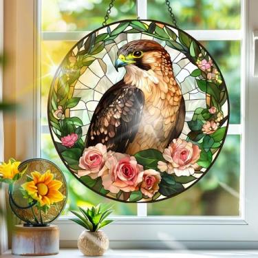 Imagem de Apanhador de sol de acrílico colorido, decoração de janela suspensa de águia, arco-íris, para sala de estar, quarto, varanda, ambientes internos e externos, jardim, ornamentos de animais, 19 x 19 cm