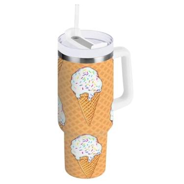 Imagem de Blueangle Copo isolado de 850 g com alça e tampa de canudo - Caneca de viagem de aço inoxidável à prova de vazamento, garrafa de água de sorvete a vácuo de parede dupla (462)