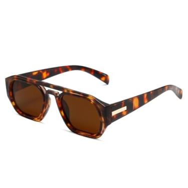 Imagem de HCPIHF Óculos de sol retrô com lentes duplas, estilo polígono, feminino, fashion, uv400, masculino, transparente, degradê (8)