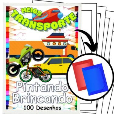 Imagem de 100 Desenhos Meios De Transporte Para Colorir 100 Folhas A4 - Pintando