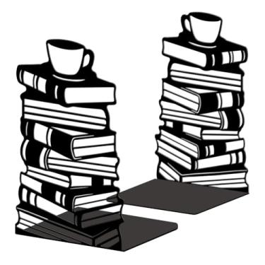 Imagem de Peacoblue Suportes de livros de metal para prateleiras, tampas de livros de estudo resistentes decorativas modernas para escritório, mesa, prateleira, sala 13,5 x 11 x 20 cm de ferro fundido simples