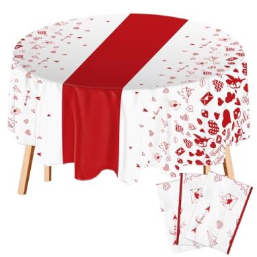 Imagem de Oudain 3 peças de toalha de mesa para o dia dos namorados, vermelho, coração, plástico, toalha de mesa descartável, estampa de lábios, 203 cm, casamento, chá de panela, aniversário, decoração de