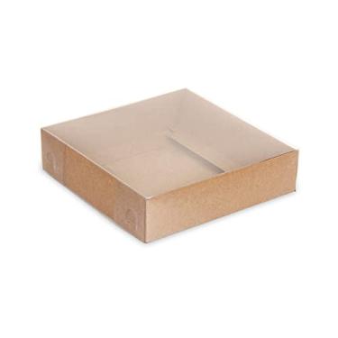 Imagem de Pacote com 25 caixas de presente de papelão com tampas para aniversário, presentes de Natal, festa, lembrancinhas de casamento, presentes de chá de bebê (12 cm x 12 cm x 3 cm, Kraft)