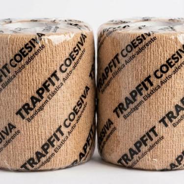 Imagem de 2 UNIDADES Bandagem Elástica Auto Adesiva 10cm x 4,5m - Faixa Atadura Pet Tatuagem Academia (BEGE)