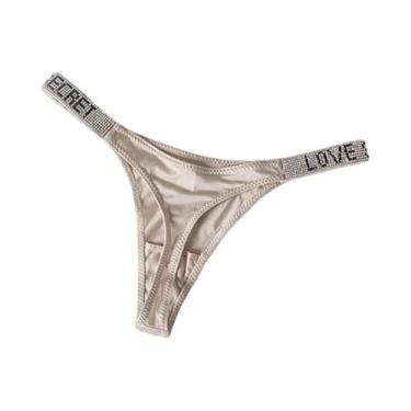 Imagem de Calcinha G-string Sexy Feminina Com Letras De Strass E Diamantes, Tama
