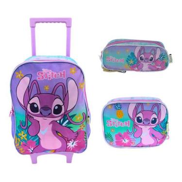 Imagem de Kit Mochila de Rodinha + Estojo + Lanch Stitch 42382 Cor:RoxoTamanho:Ú