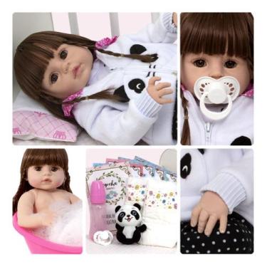 Imagem de Bebê Reborn Boneca Girafinha 46cm Pode Dar Banho + Itens - Cegonha Reb
