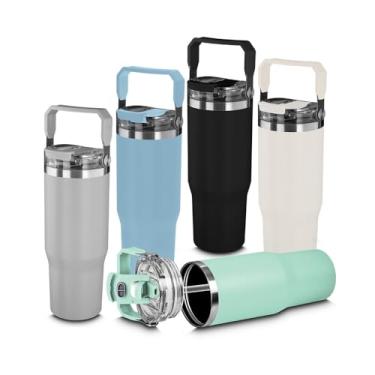 Imagem de Garrafa Copo Térmico Parede Dupla em Aço Inox Cinza 950ml – Prático, Funcional e Ideal para o Dia a Dia