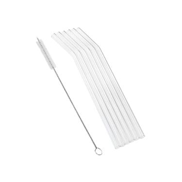 Imagem de CONJUNTO 6 Canudos Reutilizáveis VIDRO Premium com Escova de Limpeza - Sustentabilidade para Bebidas