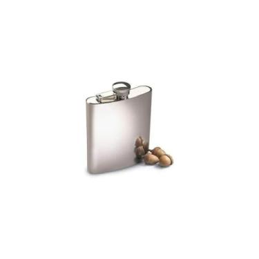 Imagem de Cantil de Bolso em Aço Inox, 230ml, Formato Ergonômico Curvado, Sistema de Vedação, 9x13.5x3cm, 115g