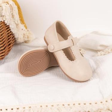 Imagem de Sapatilhas de balé macias Mary Jane para meninas, para festas de casamento, escola, A01 Bege, 8.5 Toddler