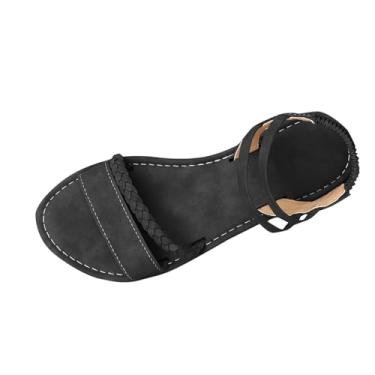 Imagem de Sandálias femininas de praia para moda casual ao ar livre com salto de 1-3 cm, Preto, 36