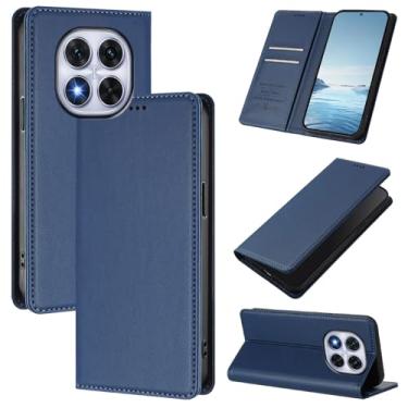 Imagem de Capa carteira fina para Redmi Note 14 Pro 5G com capa flip magnética, compartimentos para cartões e suporte, bloqueio RFID, compatível com carregamento sem fio, capa protetora à prova de choque (azul)