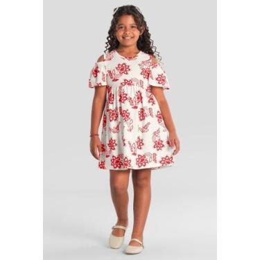 Imagem de Vestido infantil menina com flores Brandili -Vermelho, 10, Vermelho