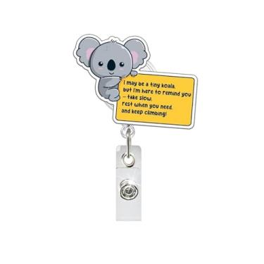 Imagem de Carretel de crachá de animal coala positivo incentivo retrátil porta-crachá fofo clipes de carretéis de crachá assistente social clipes jacaré enfermeira professora material de escritório presente