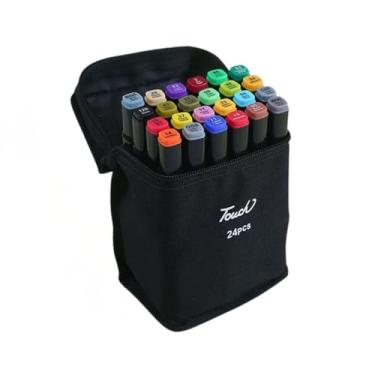 Imagem de Caneta Marcadora Permanente 24 Cores Ponta Dupla Kit Canetinhas Conjunto de Canetas Coloridas (24 cores)