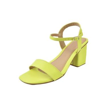 Imagem de Sandalia Feminina Salto grosso Bico Quadrado Lemon Casual  - VALICIA, 