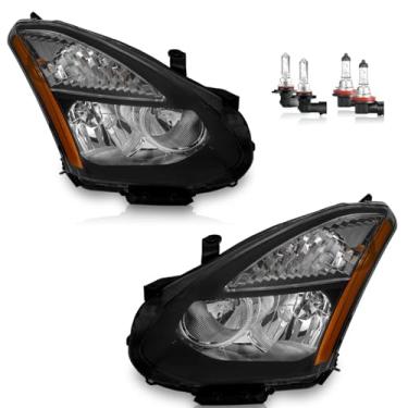 Imagem de KarSpareHub Faróis apenas para modelos Nissan Rogue 2008-2013, modelos Nissan Rogue Select 2014-2015 apenas, (não compatível com modelos com faróis HID de fábrica) (lâmpadas incluídas)