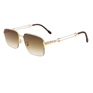 Imagem de Óculos de Sol Quadrado Premium Meio Aro Blogueira Influencer Zanolini Tendencia UV400 Masculino Feminino Unisex - Modelo Vegas 2.0 - Cacife Brand (Marrom Degradê)